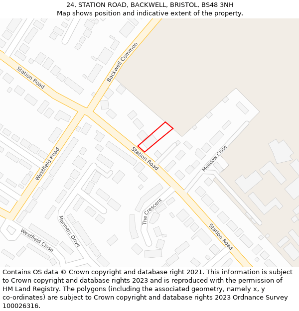 24, STATION ROAD, BACKWELL, BRISTOL, BS48 3NH: Location map and indicative extent of plot