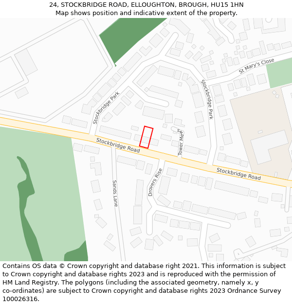 24, STOCKBRIDGE ROAD, ELLOUGHTON, BROUGH, HU15 1HN: Location map and indicative extent of plot