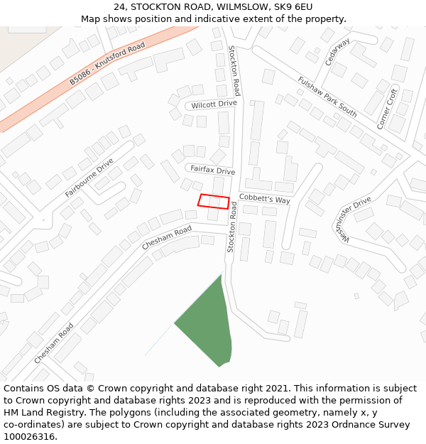 24, STOCKTON ROAD, WILMSLOW, SK9 6EU: Location map and indicative extent of plot