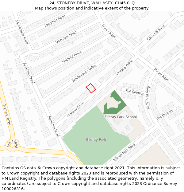 24, STONEBY DRIVE, WALLASEY, CH45 0LQ: Location map and indicative extent of plot