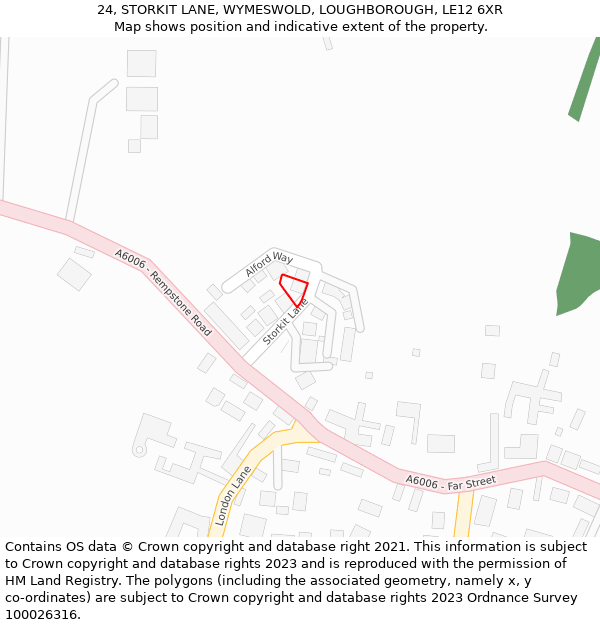 24, STORKIT LANE, WYMESWOLD, LOUGHBOROUGH, LE12 6XR: Location map and indicative extent of plot