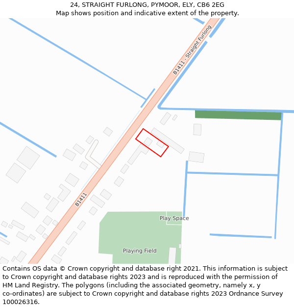 24, STRAIGHT FURLONG, PYMOOR, ELY, CB6 2EG: Location map and indicative extent of plot