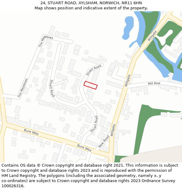 24, STUART ROAD, AYLSHAM, NORWICH, NR11 6HN: Location map and indicative extent of plot