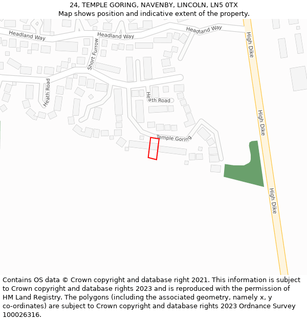 24, TEMPLE GORING, NAVENBY, LINCOLN, LN5 0TX: Location map and indicative extent of plot