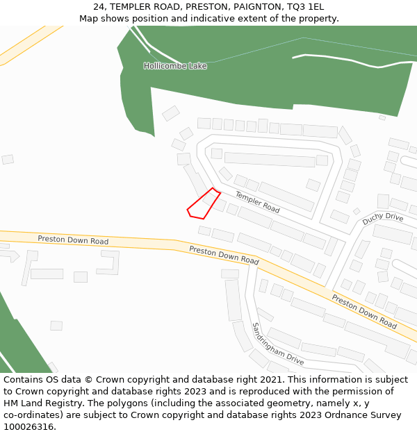 24, TEMPLER ROAD, PRESTON, PAIGNTON, TQ3 1EL: Location map and indicative extent of plot