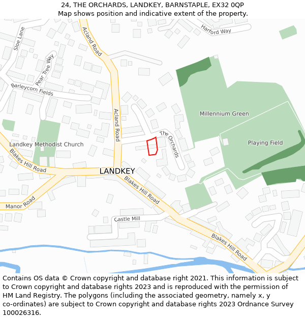 24, THE ORCHARDS, LANDKEY, BARNSTAPLE, EX32 0QP: Location map and indicative extent of plot