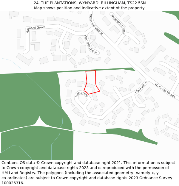 24, THE PLANTATIONS, WYNYARD, BILLINGHAM, TS22 5SN: Location map and indicative extent of plot