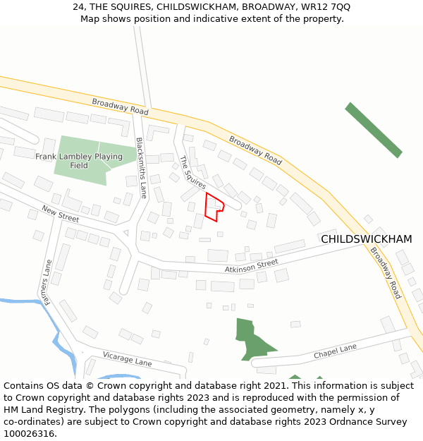 24, THE SQUIRES, CHILDSWICKHAM, BROADWAY, WR12 7QQ: Location map and indicative extent of plot