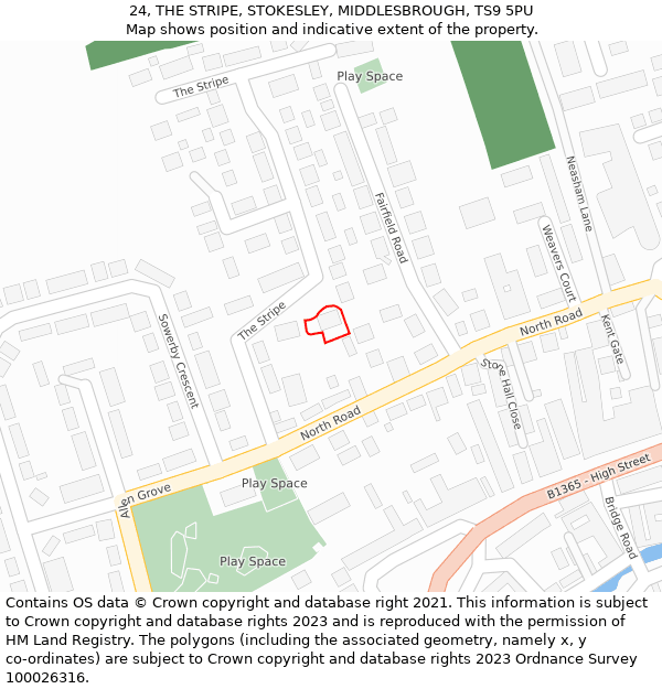 24, THE STRIPE, STOKESLEY, MIDDLESBROUGH, TS9 5PU: Location map and indicative extent of plot