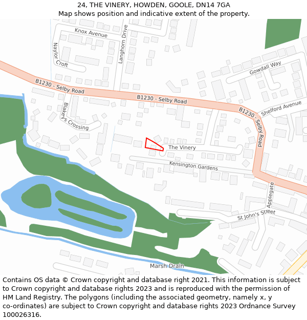 24, THE VINERY, HOWDEN, GOOLE, DN14 7GA: Location map and indicative extent of plot