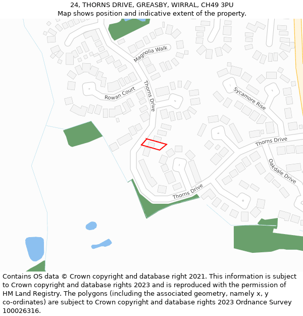 24, THORNS DRIVE, GREASBY, WIRRAL, CH49 3PU: Location map and indicative extent of plot