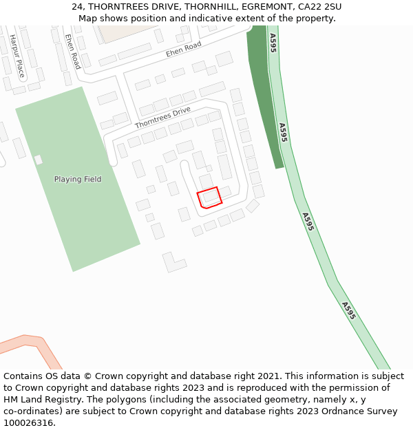 24, THORNTREES DRIVE, THORNHILL, EGREMONT, CA22 2SU: Location map and indicative extent of plot