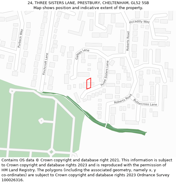 24, THREE SISTERS LANE, PRESTBURY, CHELTENHAM, GL52 5SB: Location map and indicative extent of plot