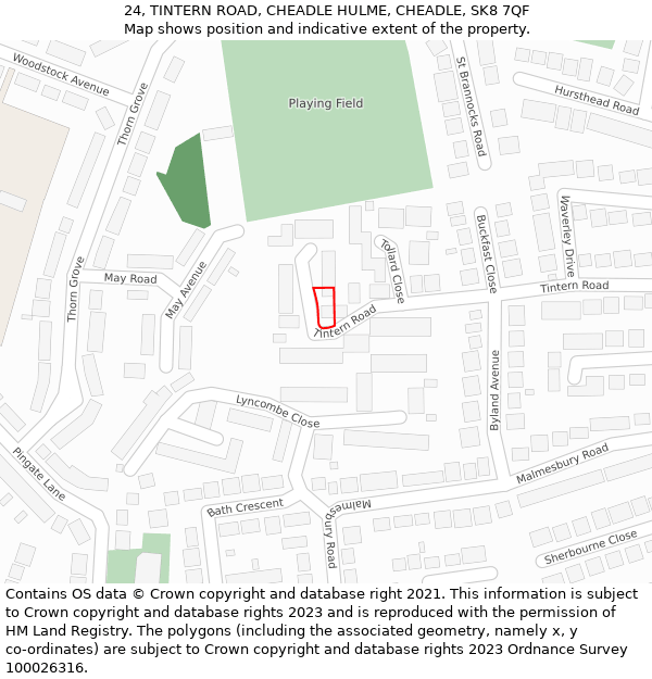 24, TINTERN ROAD, CHEADLE HULME, CHEADLE, SK8 7QF: Location map and indicative extent of plot