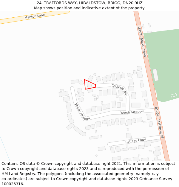 24, TRAFFORDS WAY, HIBALDSTOW, BRIGG, DN20 9HZ: Location map and indicative extent of plot