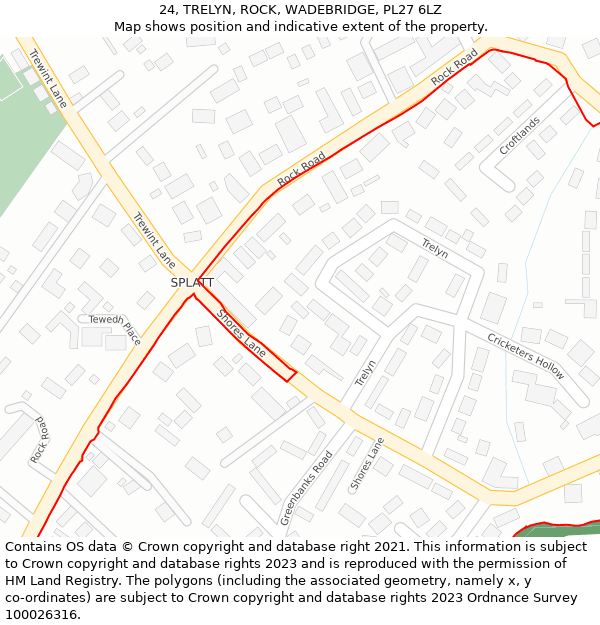 24, TRELYN, ROCK, WADEBRIDGE, PL27 6LZ: Location map and indicative extent of plot