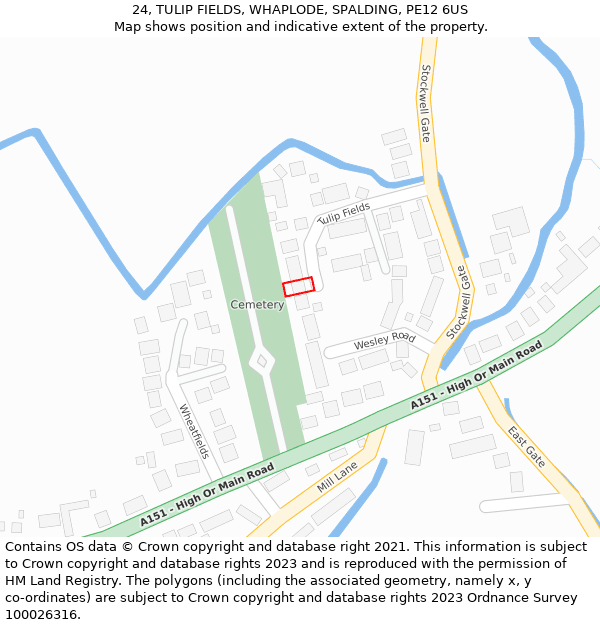 24, TULIP FIELDS, WHAPLODE, SPALDING, PE12 6US: Location map and indicative extent of plot