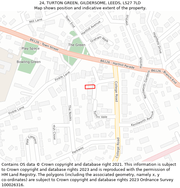 24, TURTON GREEN, GILDERSOME, LEEDS, LS27 7LD: Location map and indicative extent of plot