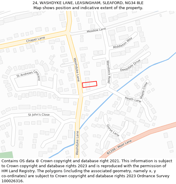 24, WASHDYKE LANE, LEASINGHAM, SLEAFORD, NG34 8LE: Location map and indicative extent of plot