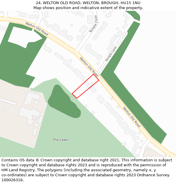 24, WELTON OLD ROAD, WELTON, BROUGH, HU15 1NU: Location map and indicative extent of plot