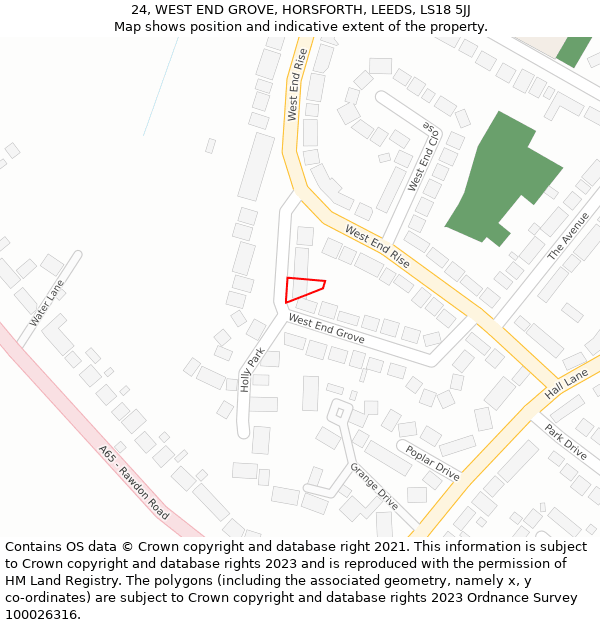 24, WEST END GROVE, HORSFORTH, LEEDS, LS18 5JJ: Location map and indicative extent of plot