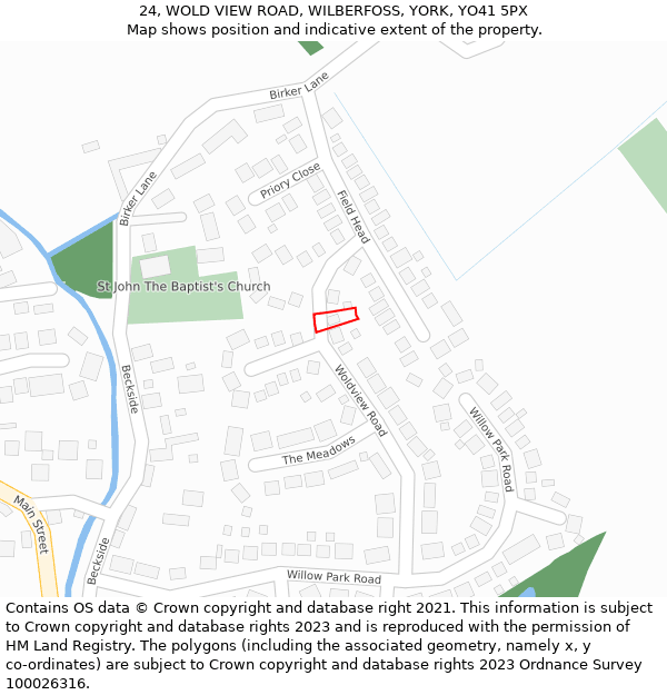 24, WOLD VIEW ROAD, WILBERFOSS, YORK, YO41 5PX: Location map and indicative extent of plot