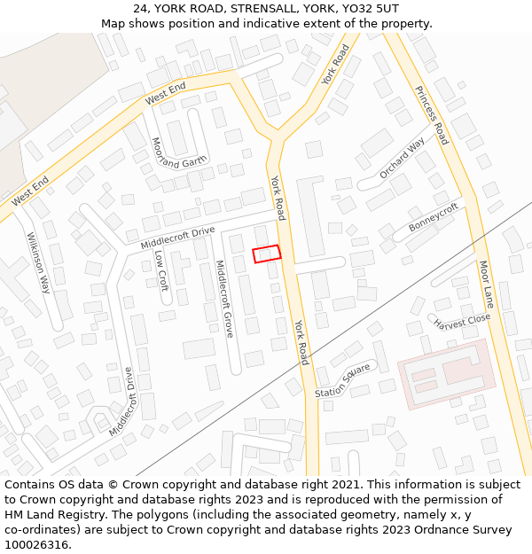 24, YORK ROAD, STRENSALL, YORK, YO32 5UT: Location map and indicative extent of plot