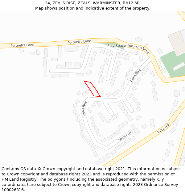 24, ZEALS RISE, ZEALS, WARMINSTER, BA12 6PJ: Location map and indicative extent of plot