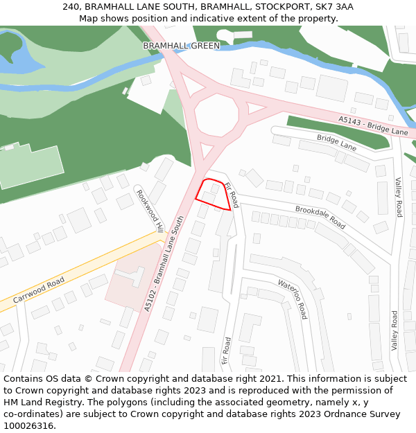 240, BRAMHALL LANE SOUTH, BRAMHALL, STOCKPORT, SK7 3AA: Location map and indicative extent of plot