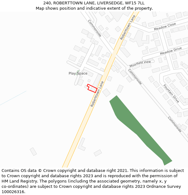 240, ROBERTTOWN LANE, LIVERSEDGE, WF15 7LL: Location map and indicative extent of plot