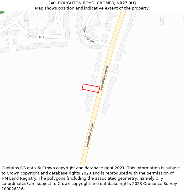 240, ROUGHTON ROAD, CROMER, NR27 9LQ: Location map and indicative extent of plot