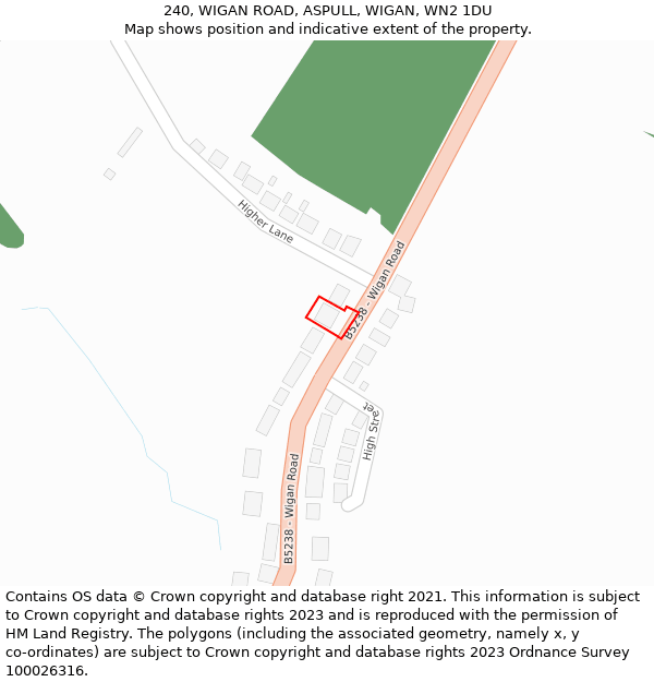 240, WIGAN ROAD, ASPULL, WIGAN, WN2 1DU: Location map and indicative extent of plot