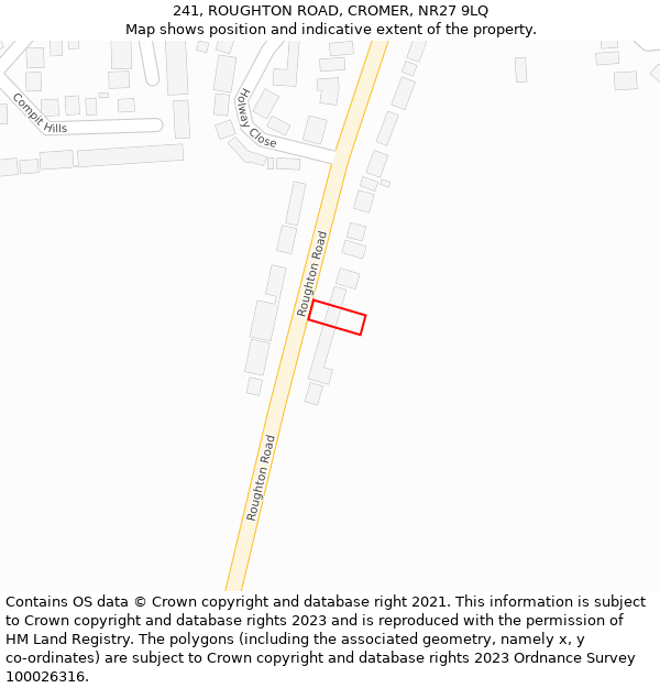 241, ROUGHTON ROAD, CROMER, NR27 9LQ: Location map and indicative extent of plot