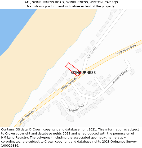 241, SKINBURNESS ROAD, SKINBURNESS, WIGTON, CA7 4QS: Location map and indicative extent of plot