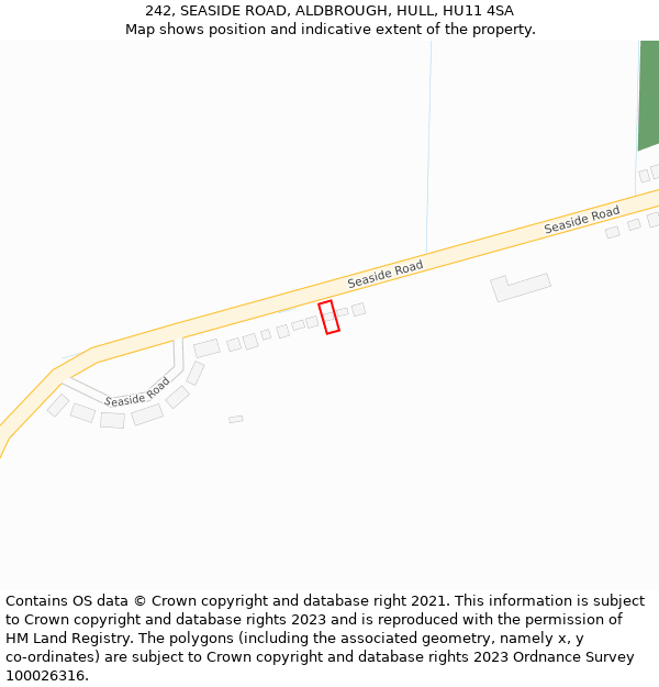 242, SEASIDE ROAD, ALDBROUGH, HULL, HU11 4SA: Location map and indicative extent of plot