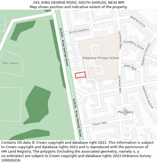 243, KING GEORGE ROAD, SOUTH SHIELDS, NE34 8PP: Location map and indicative extent of plot