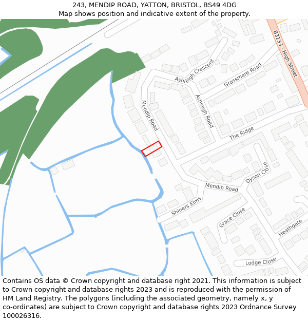 243, MENDIP ROAD, YATTON, BRISTOL, BS49 4DG: Location map and indicative extent of plot