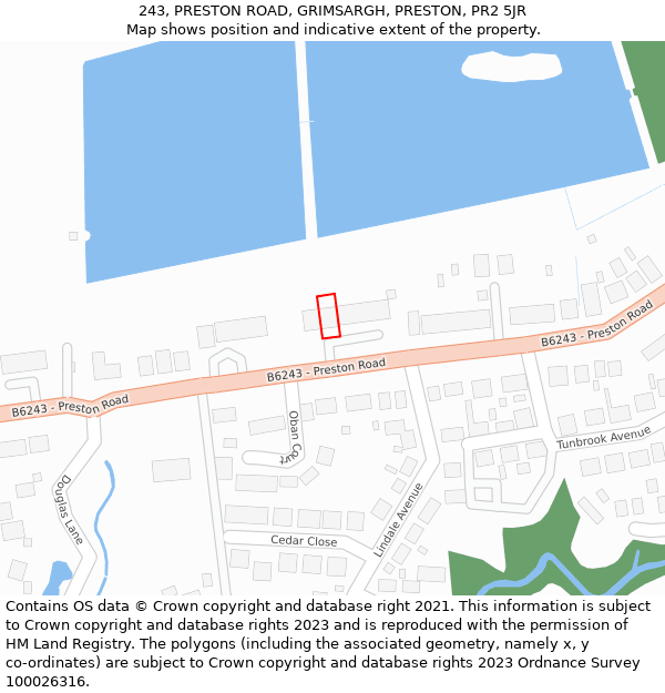 243, PRESTON ROAD, GRIMSARGH, PRESTON, PR2 5JR: Location map and indicative extent of plot