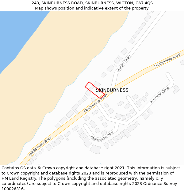 243, SKINBURNESS ROAD, SKINBURNESS, WIGTON, CA7 4QS: Location map and indicative extent of plot