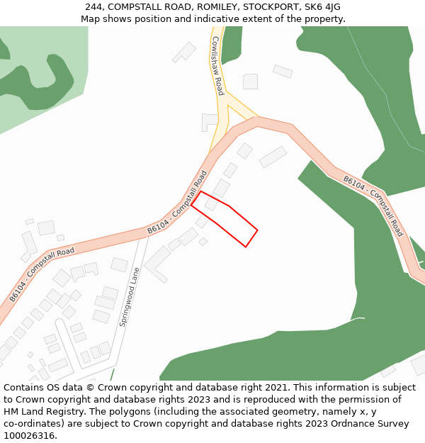 244, COMPSTALL ROAD, ROMILEY, STOCKPORT, SK6 4JG: Location map and indicative extent of plot