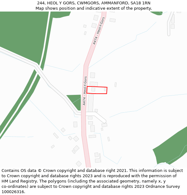 244, HEOL Y GORS, CWMGORS, AMMANFORD, SA18 1RN: Location map and indicative extent of plot