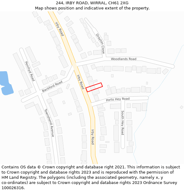 244, IRBY ROAD, WIRRAL, CH61 2XG: Location map and indicative extent of plot