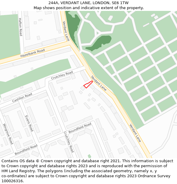 244A, VERDANT LANE, LONDON, SE6 1TW: Location map and indicative extent of plot