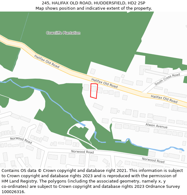 245, HALIFAX OLD ROAD, HUDDERSFIELD, HD2 2SP: Location map and indicative extent of plot