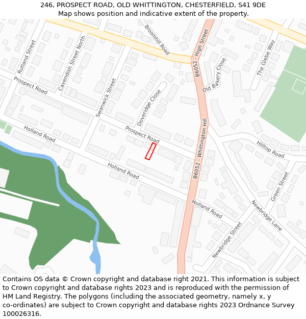 246, PROSPECT ROAD, OLD WHITTINGTON, CHESTERFIELD, S41 9DE: Location map and indicative extent of plot