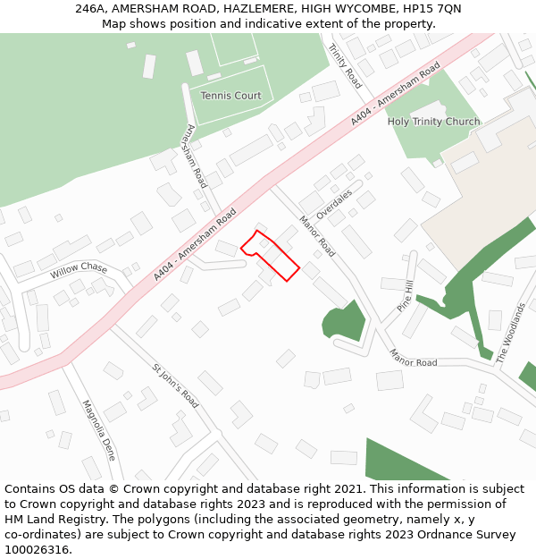 246A, AMERSHAM ROAD, HAZLEMERE, HIGH WYCOMBE, HP15 7QN: Location map and indicative extent of plot