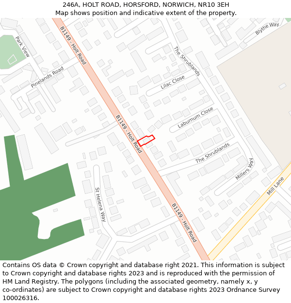 246A, HOLT ROAD, HORSFORD, NORWICH, NR10 3EH: Location map and indicative extent of plot