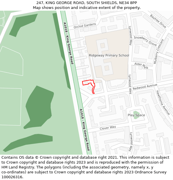 247, KING GEORGE ROAD, SOUTH SHIELDS, NE34 8PP: Location map and indicative extent of plot