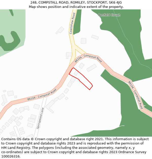 248, COMPSTALL ROAD, ROMILEY, STOCKPORT, SK6 4JG: Location map and indicative extent of plot