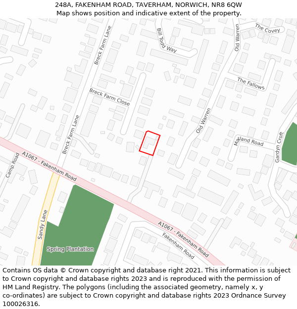 248A, FAKENHAM ROAD, TAVERHAM, NORWICH, NR8 6QW: Location map and indicative extent of plot